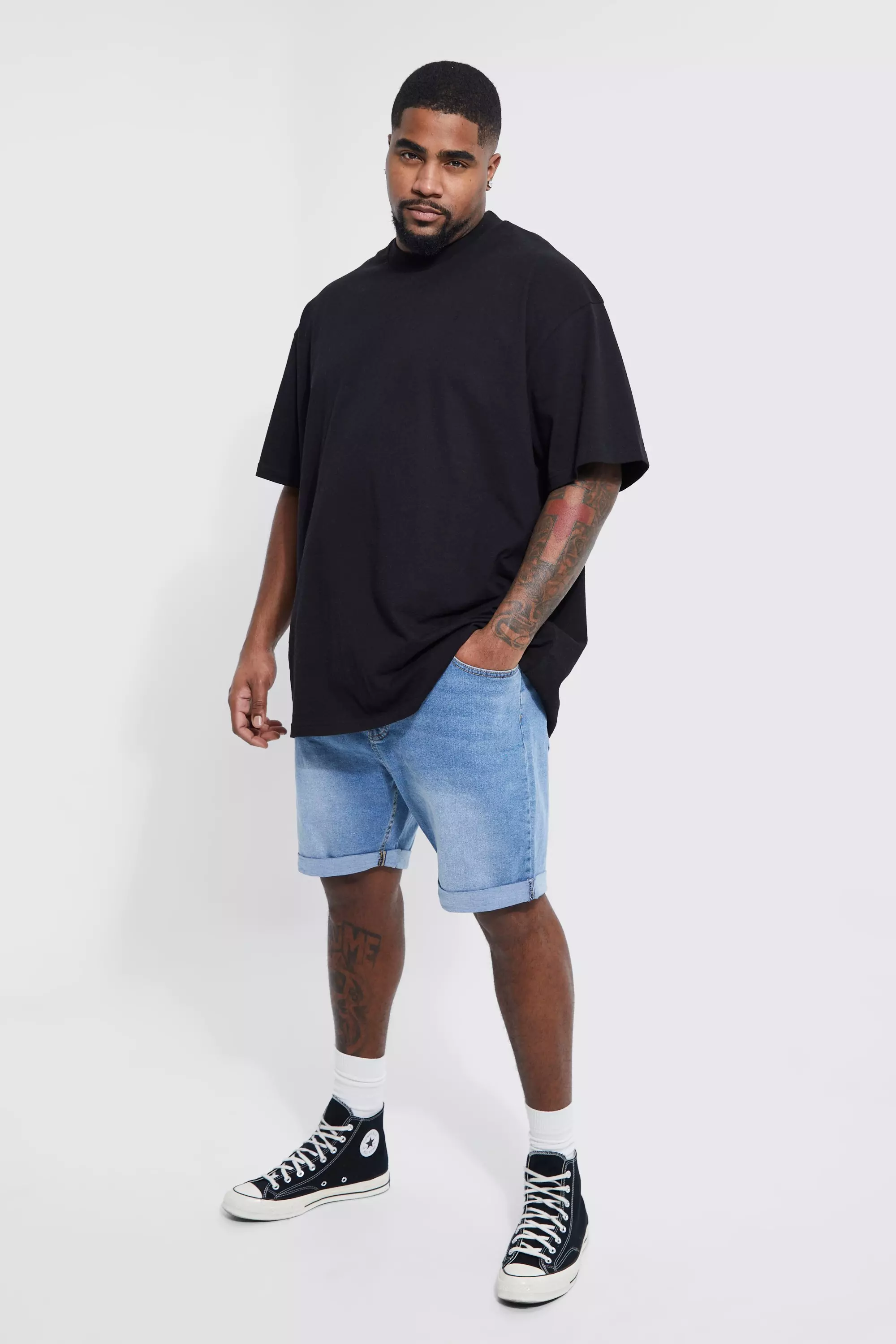 T shirt and denim shorts online